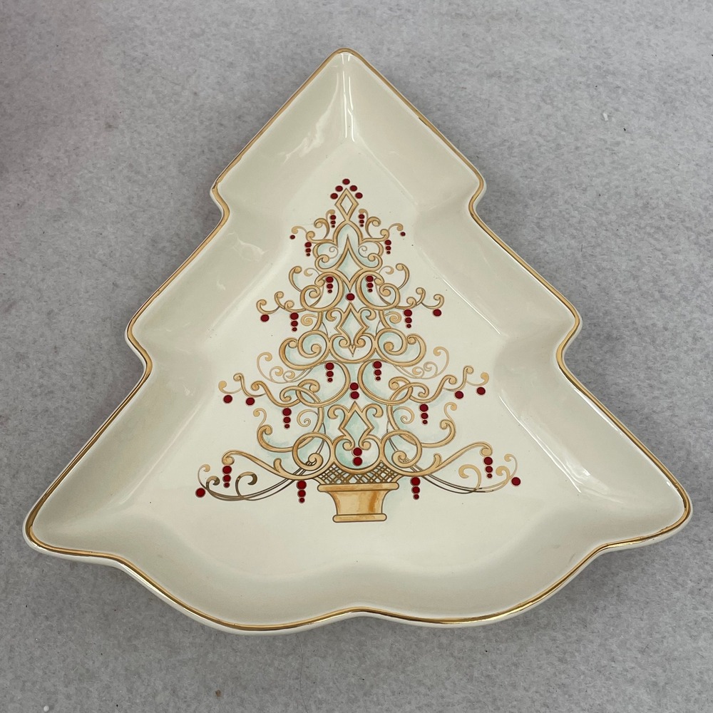 Lenox Holiday Golden Christmas Tree Plate Ivory Bone China 10.25in 845584 NIB